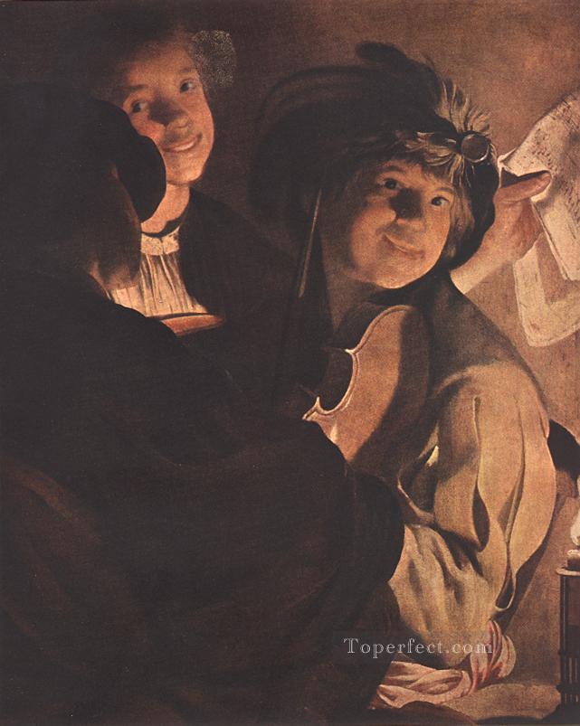 オランダの画家ヘンドリック・テル・ブリュッヘンのコンサート油絵